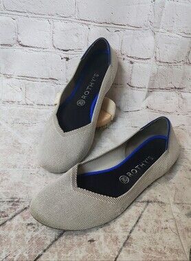 Rothy's The Flat Round Toe Ecru Ballet Flats 11 Flax Grey Birds Eye Mesh